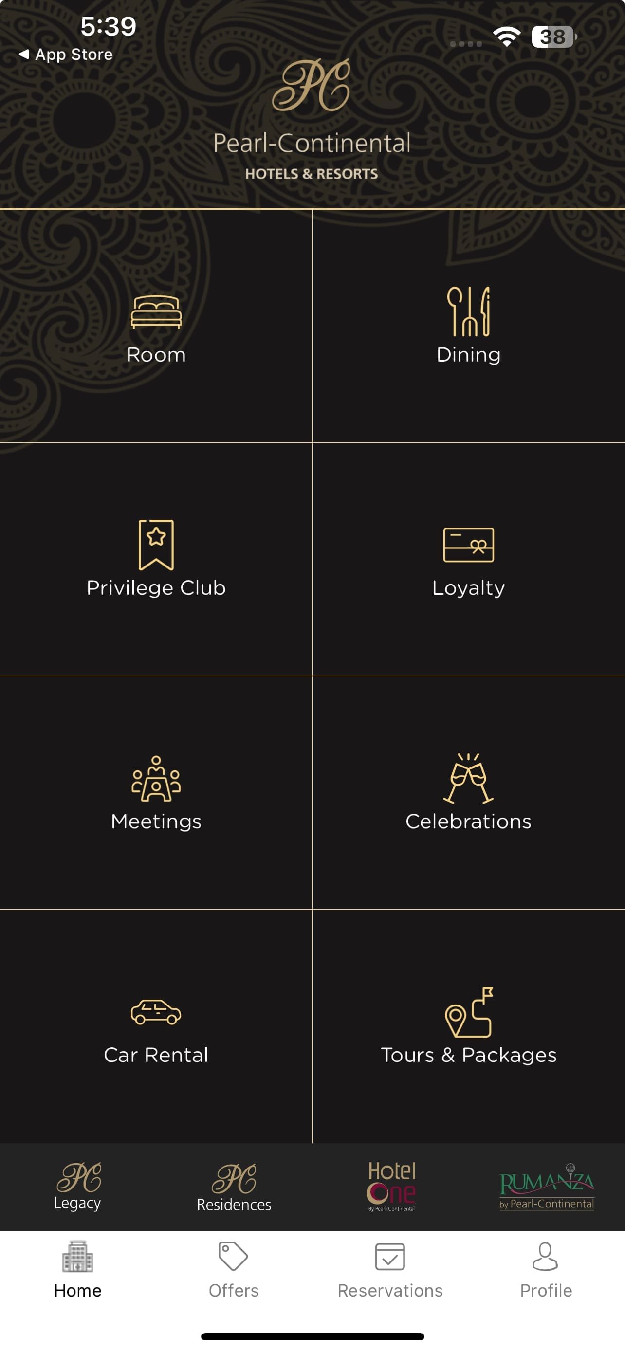 Pearl Continental Hotels & Resorts Booking App screenshot